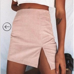 Princess Polly Blush Pink Corduroy Mini Skirt with Front Slit